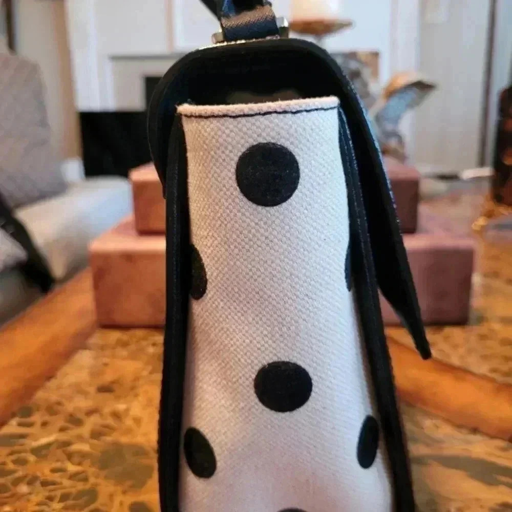 Kate Spade "Host Pick" Black and White Polka Dot Handbag - Picture 4 of 8